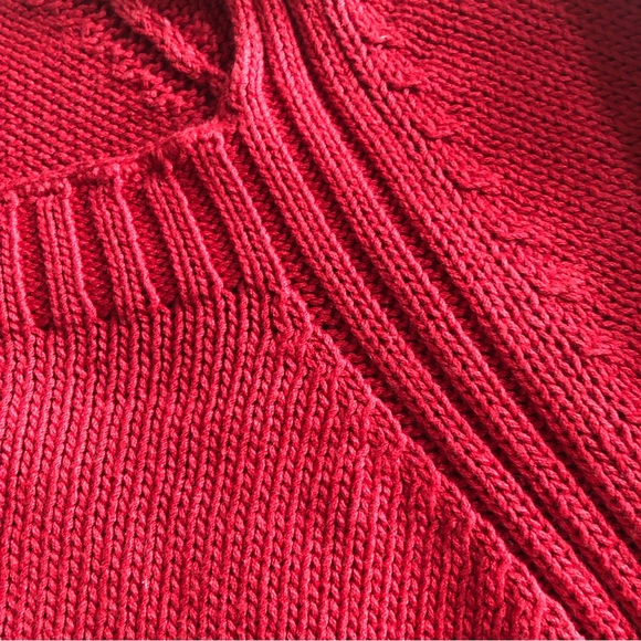 🍒 cherry red vtg knit cotton sweater - Picture 4 of 7